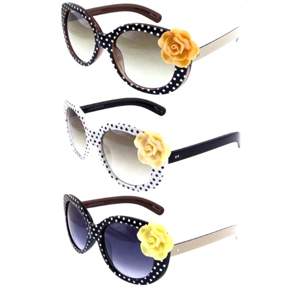 Accessories - ADD ON $15 Pin-Up Polka Dot Rose Sunglass 4 colors